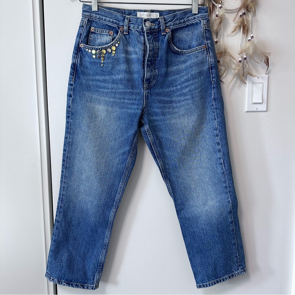 TOPSHOP Editor Mid Blue Jeans - Size:28